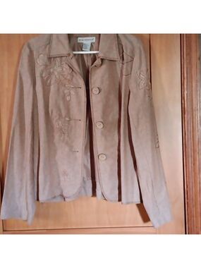 Requirements Jacket Women's Embroidered Buttons Light Weight Linen Size L